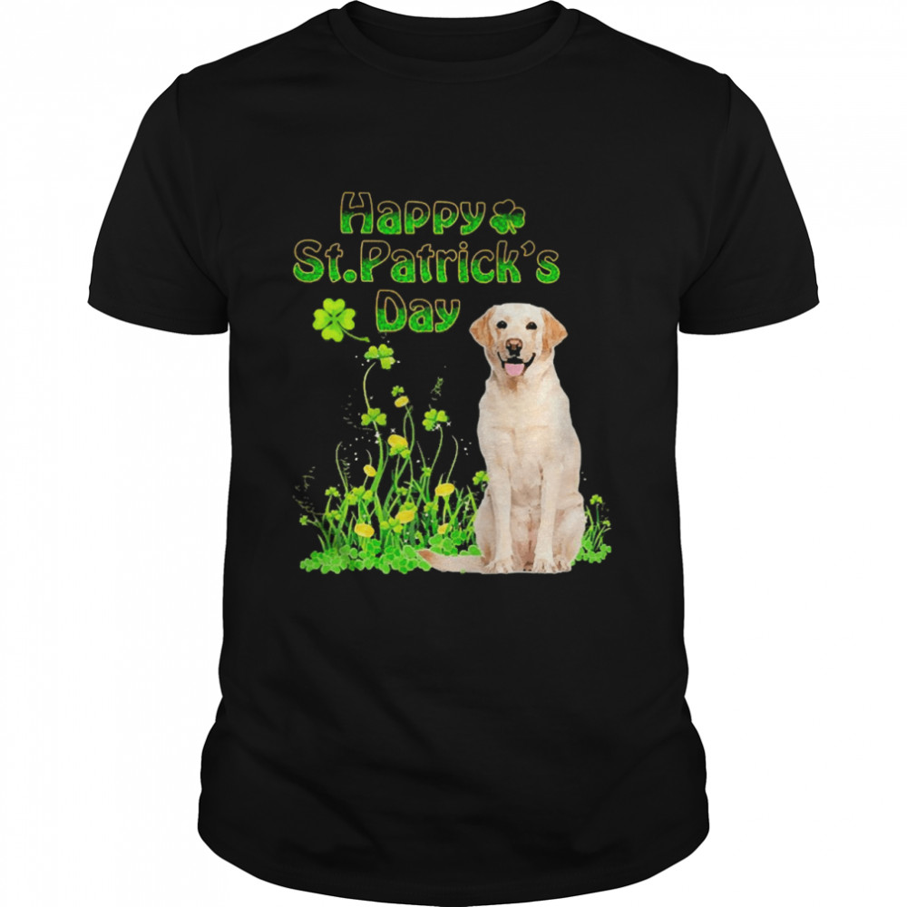 Happy St. Patricks Day Patrick Gold Grass Yellow Labrador Dog  Classic Men's T-shirt