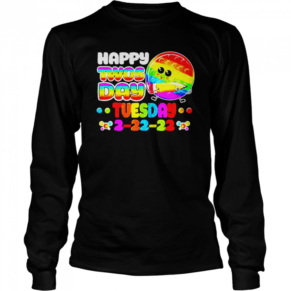 Happy Twosday 2022 2nd Grade On Twosday 02-22-2022 Pop It  Long Sleeved T-shirt