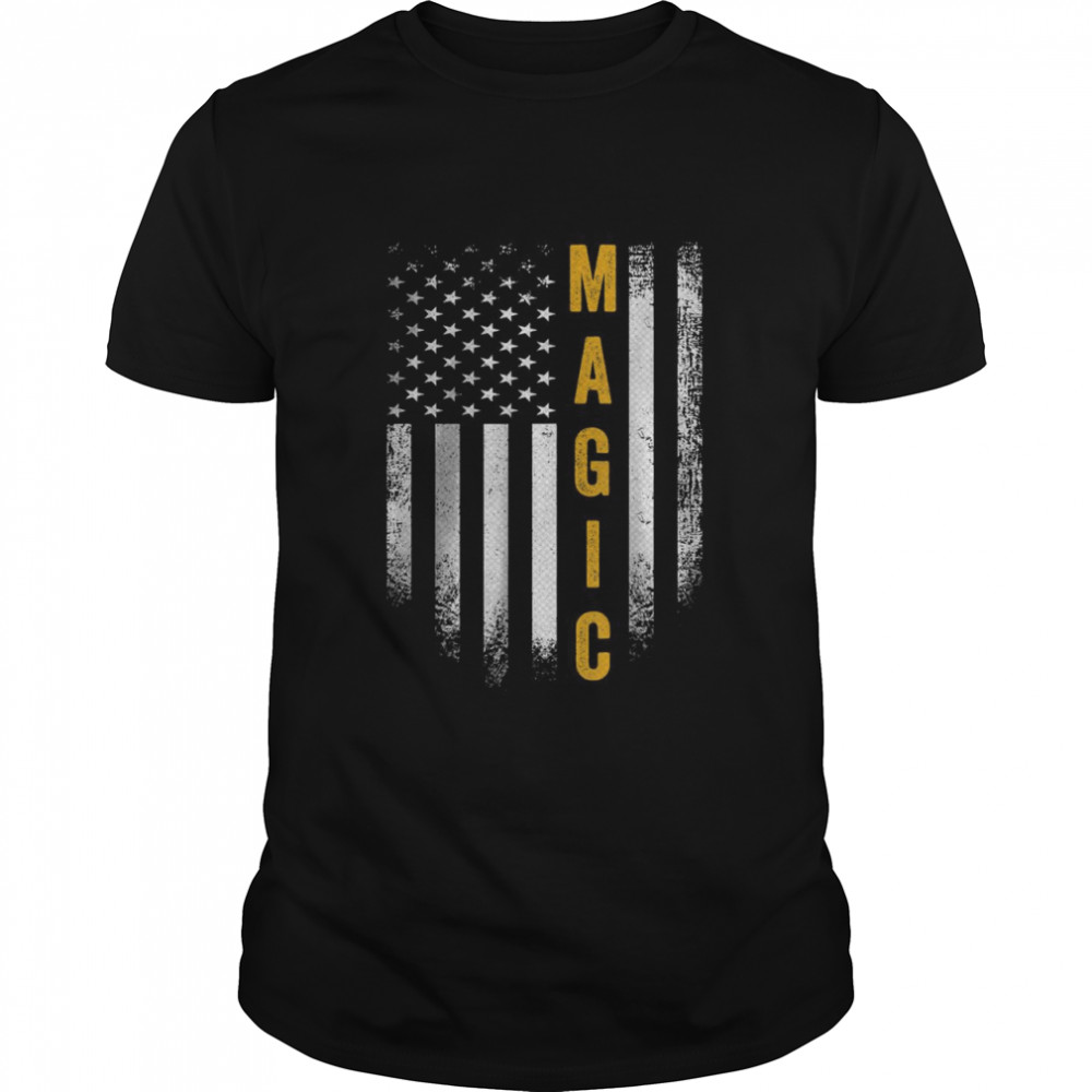 Vintage USA American Flag Magician Magic Tricks T-Shirt