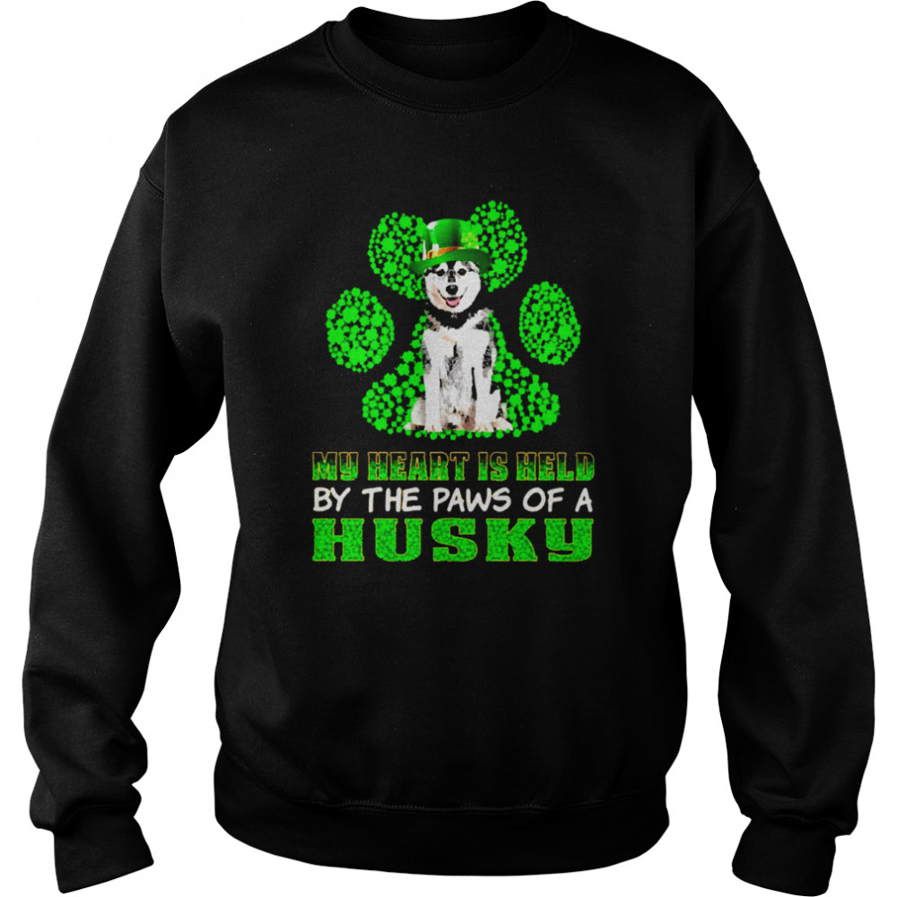 St Patrick’s Day My Heart Is Held By The Paws Of A Husky  Unisex Sweatshirt