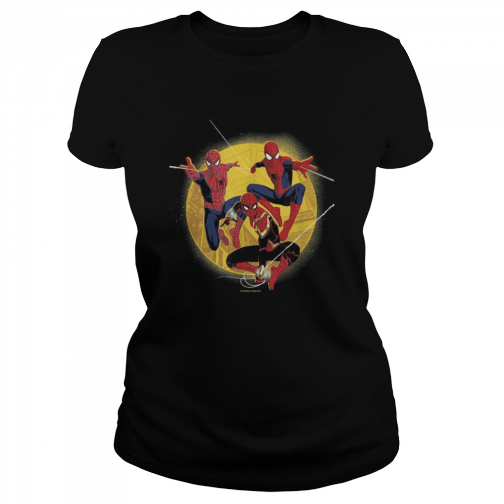 Marvel SpiderMan No Way Home Group Shot Moon City Fill  Classic Women's T-shirt