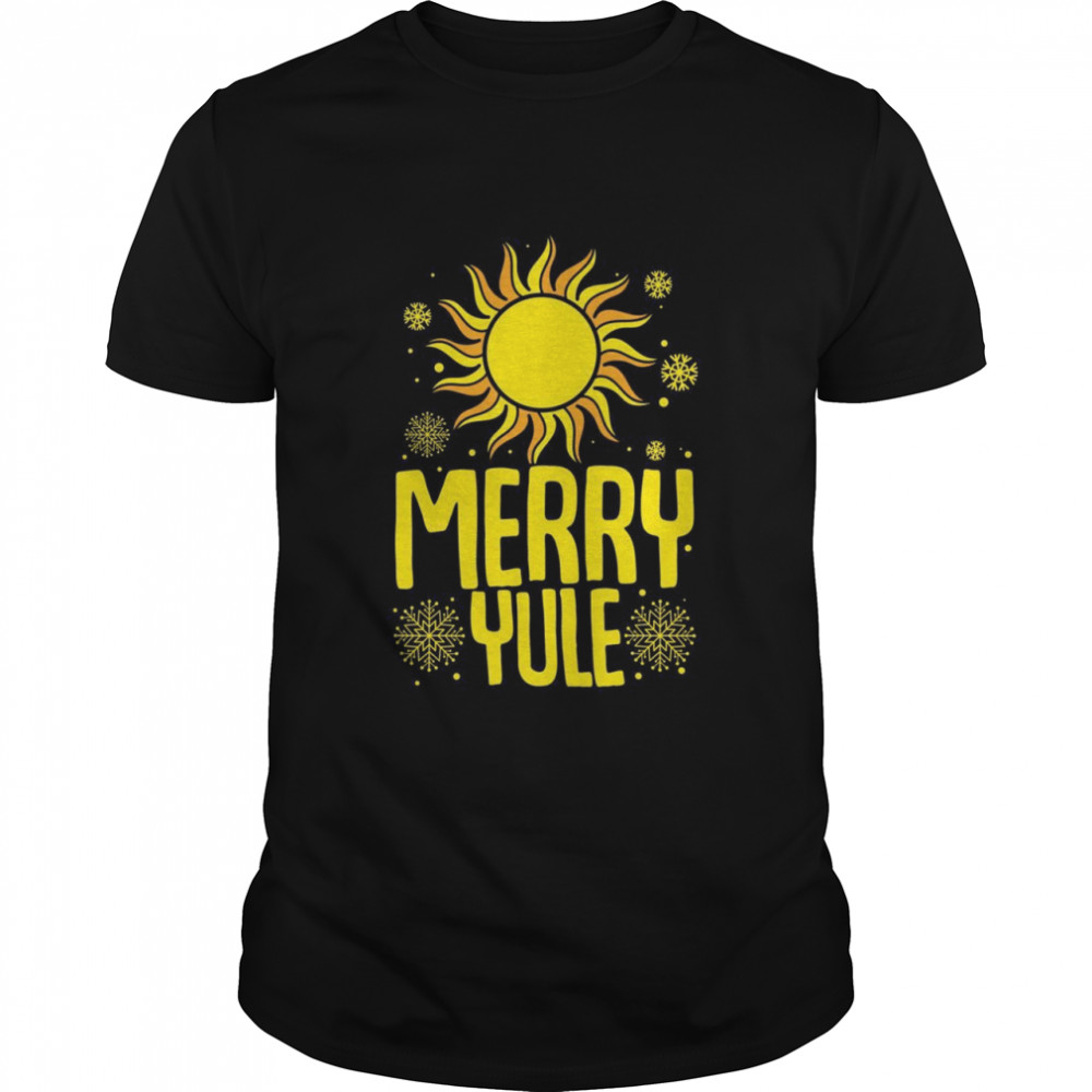 Merry Yule Winter Solstice With Sun And Snowflakes Shirt