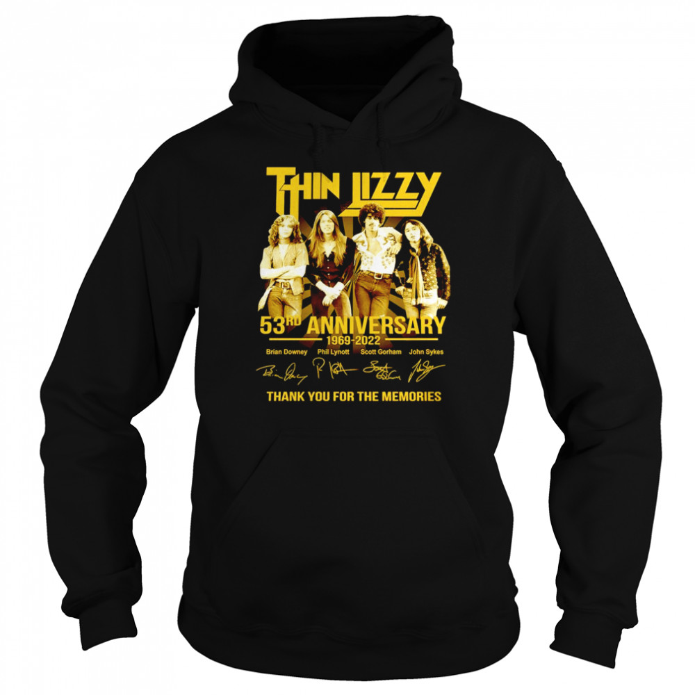 Thin Lizzy 53rd Anniversary 1969-2022 Thank You For The Memories  Unisex Hoodie