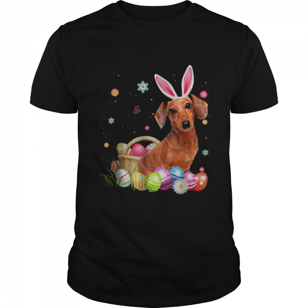 Happy Easter Cute Bunny Dachshund Wearing Bunny Ears Gift T-Shirt