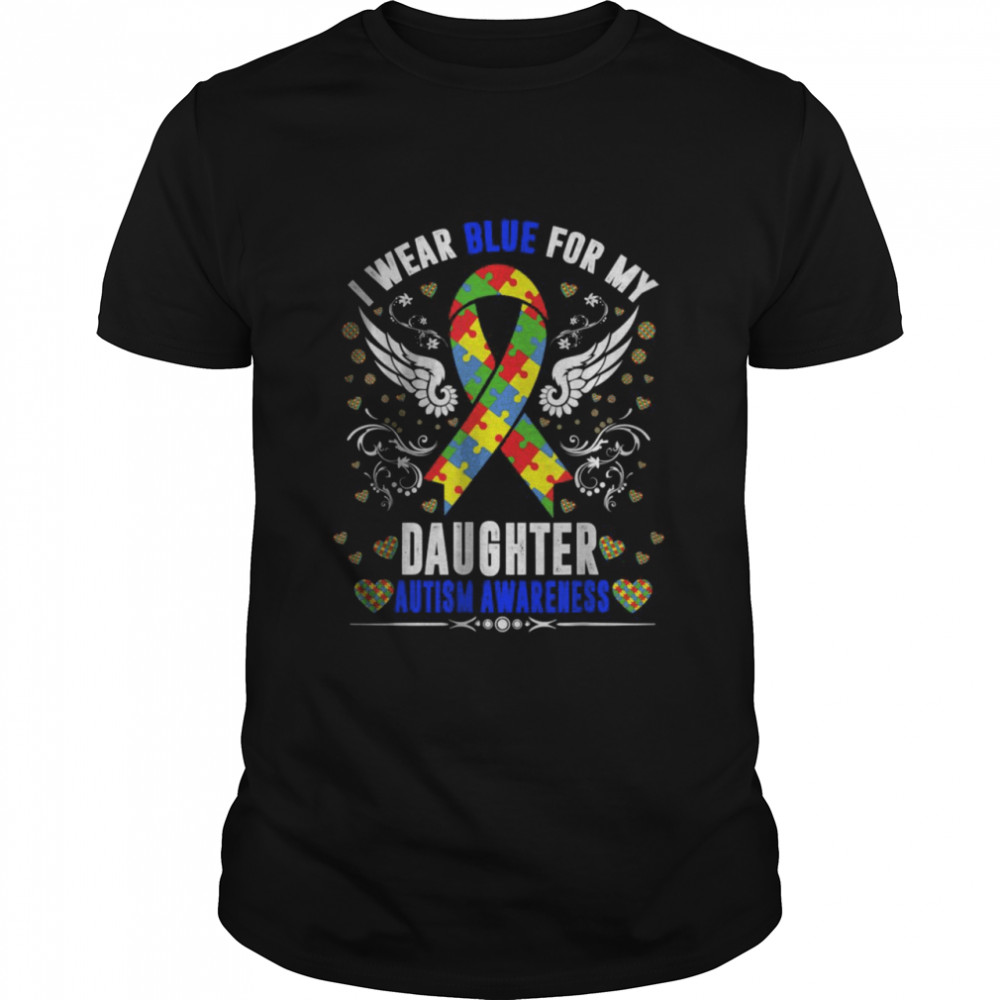 I Wear Blue For My Daughter Boho Rainbow Autism Awareness T- Classic Men's T-shirt