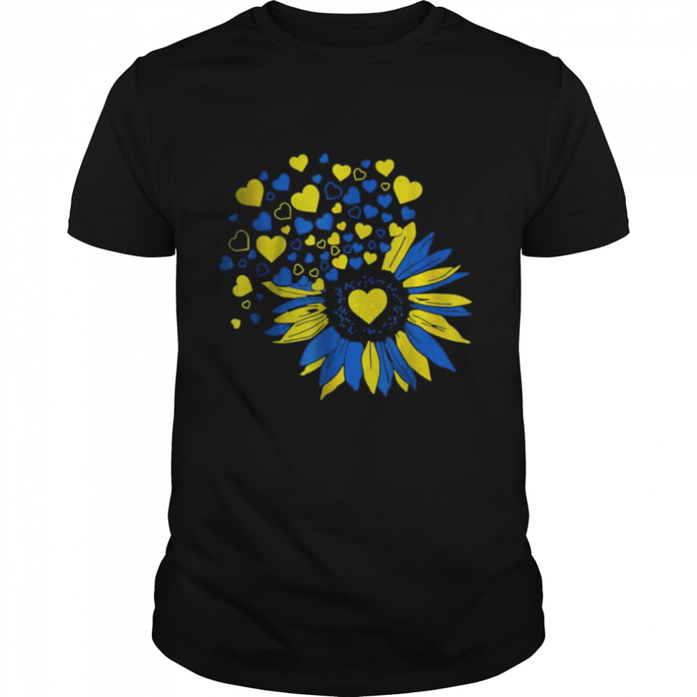 Support Ukraine Sunflower Ukrainian Flag Heart Pray Ukraine Shirt