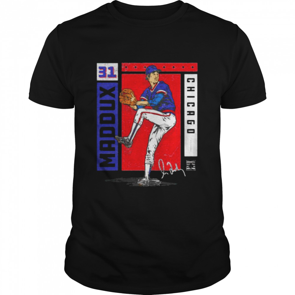 Chicago Cubs Greg Maddux card stat signature shirt