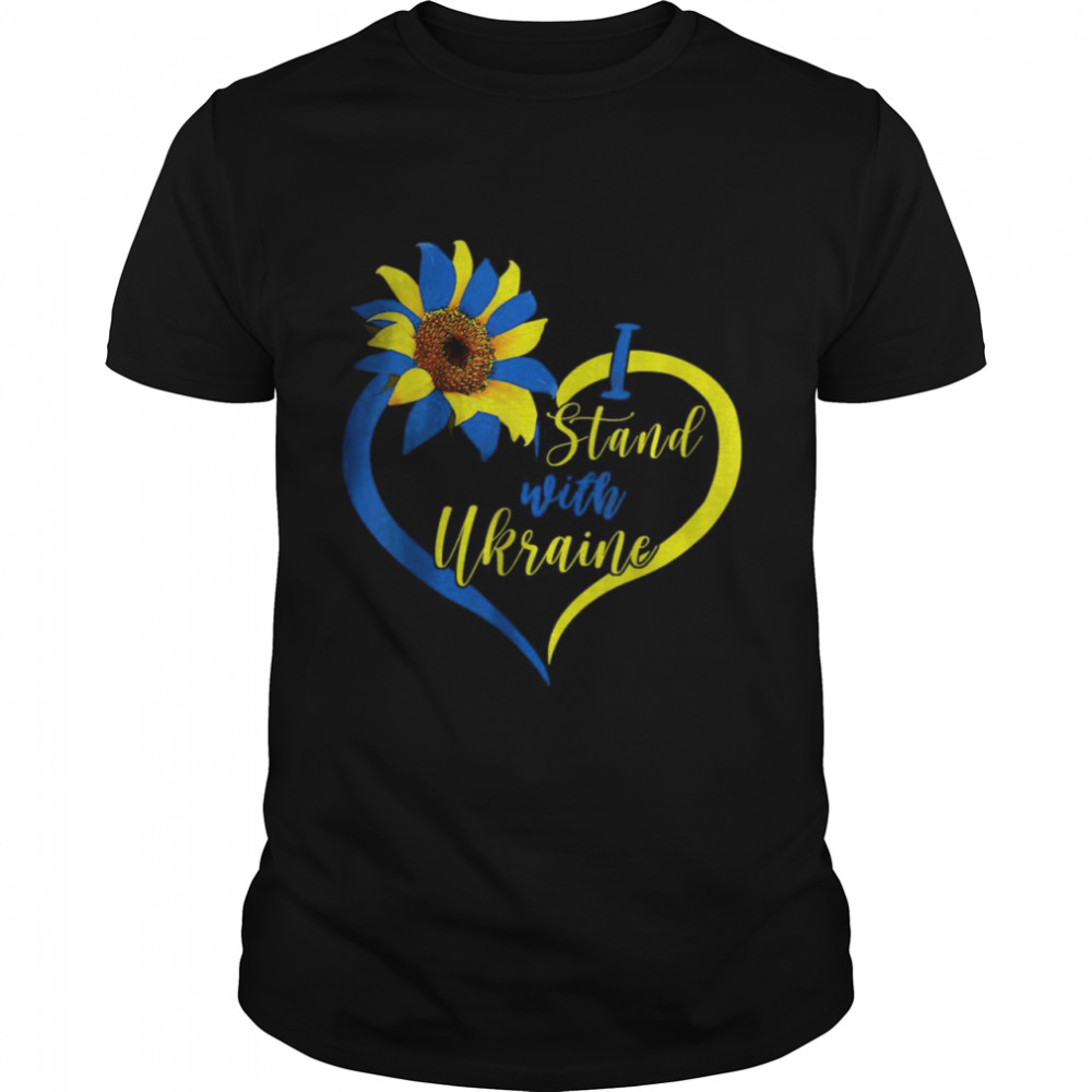Love Heart Ukraine Sunflower Ukrainian I Stand With Ukraine T-Shirt