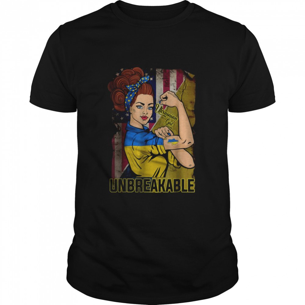 Strong Girls Unbreakable Ukraine Flag America Flag  Classic Men's T-shirt