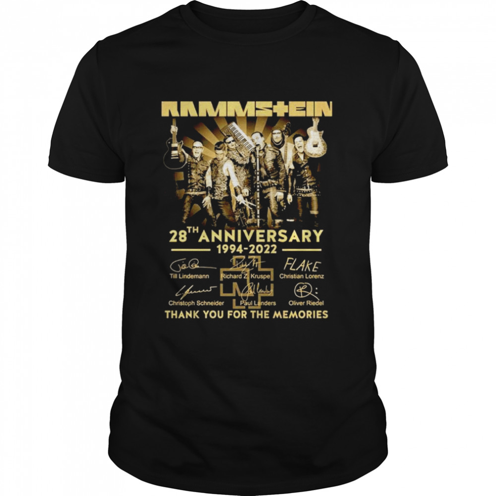 Rammstein Band 28Th Anniversary 1994-2022 Signatures Thank You For The Memories Shirt