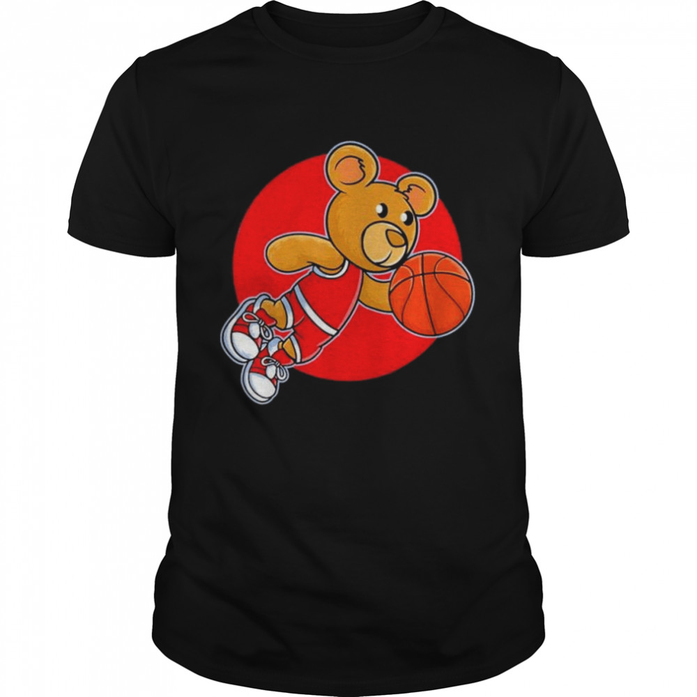 Red Teddy Bear Playing Basketball Sport Shirt