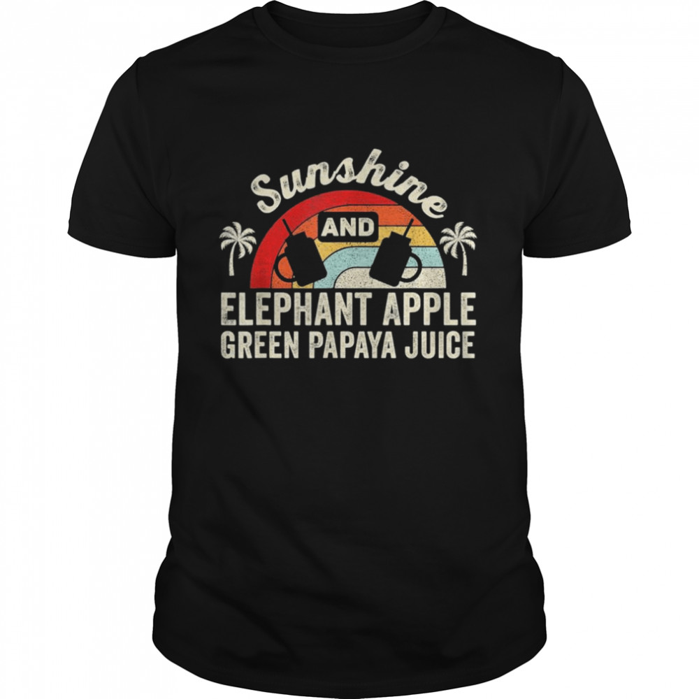Retro Sunshine And Elephant Apple Green Papaya Juice Summer shirt
