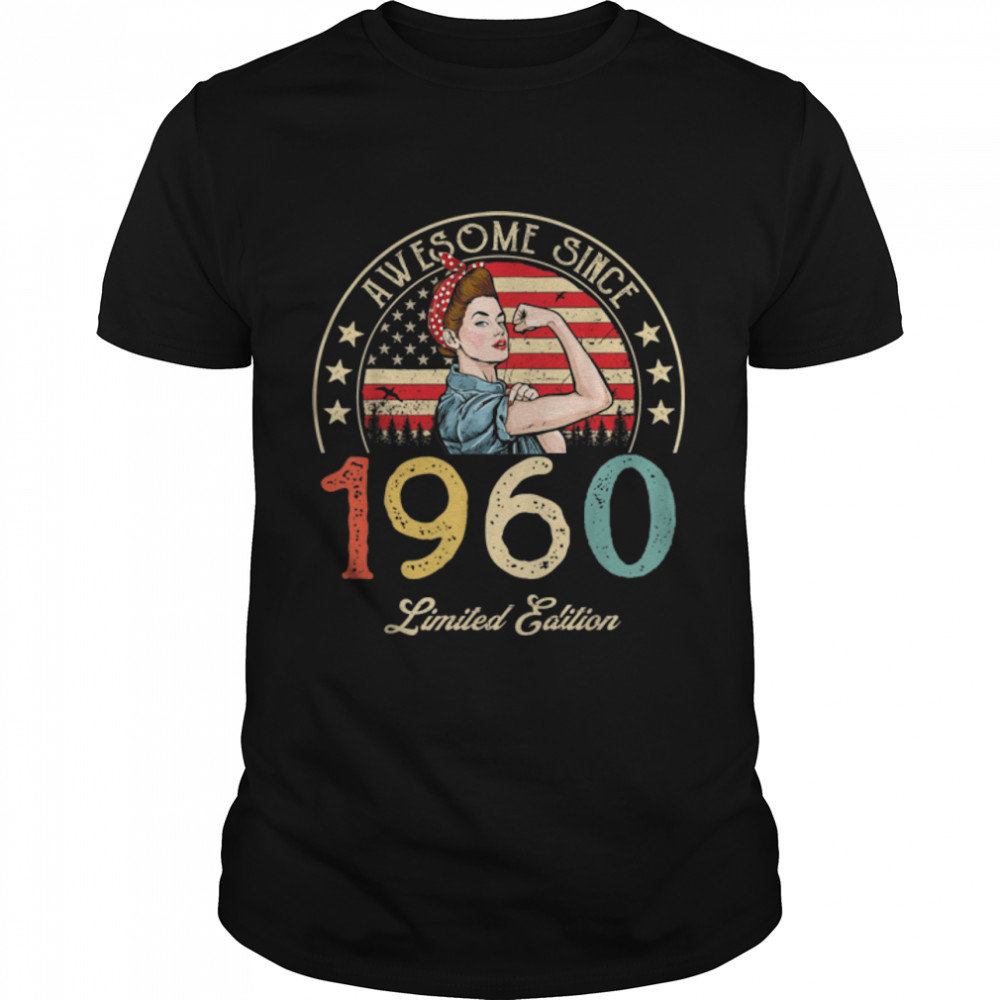 Awesome Since 1960 Vintage 1960 62Nd Birthday 62 Years Old T-Shirt B09Vyv3Tnl