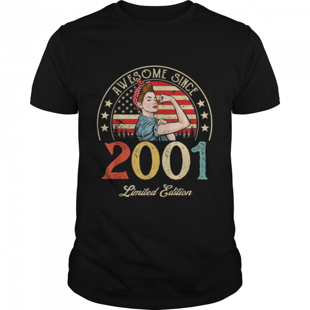Awesome Since 2001 Vintage 2001 21St Birthday 21 Years Old T-Shirt B09Vyv5Jzz