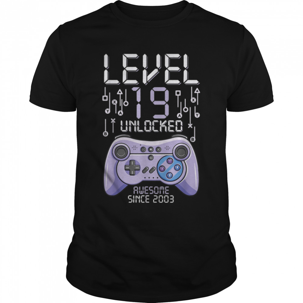 Birthday Gamer Level 19 Years Unlocked Awesome Since 2003 T-Shirt B09Vywprcr