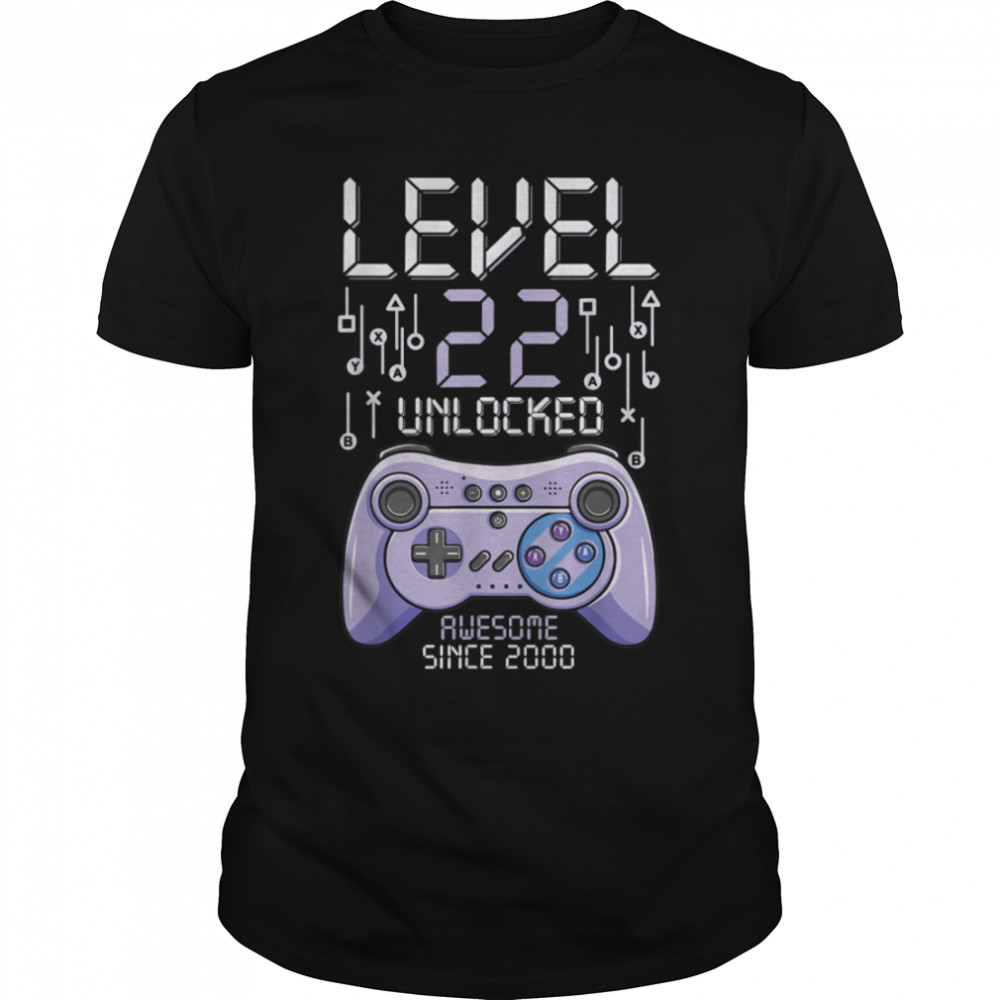 Birthday Gamer Level 22 Years Unlocked Awesome Since 2000 T-Shirt B09VYWSWT6