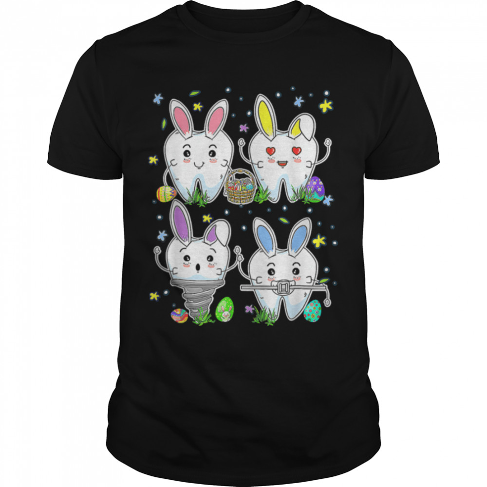 Dental Squad Dental Life Cute Bunny Funny Tooth Easter Day T-Shirt B09VYS26DB