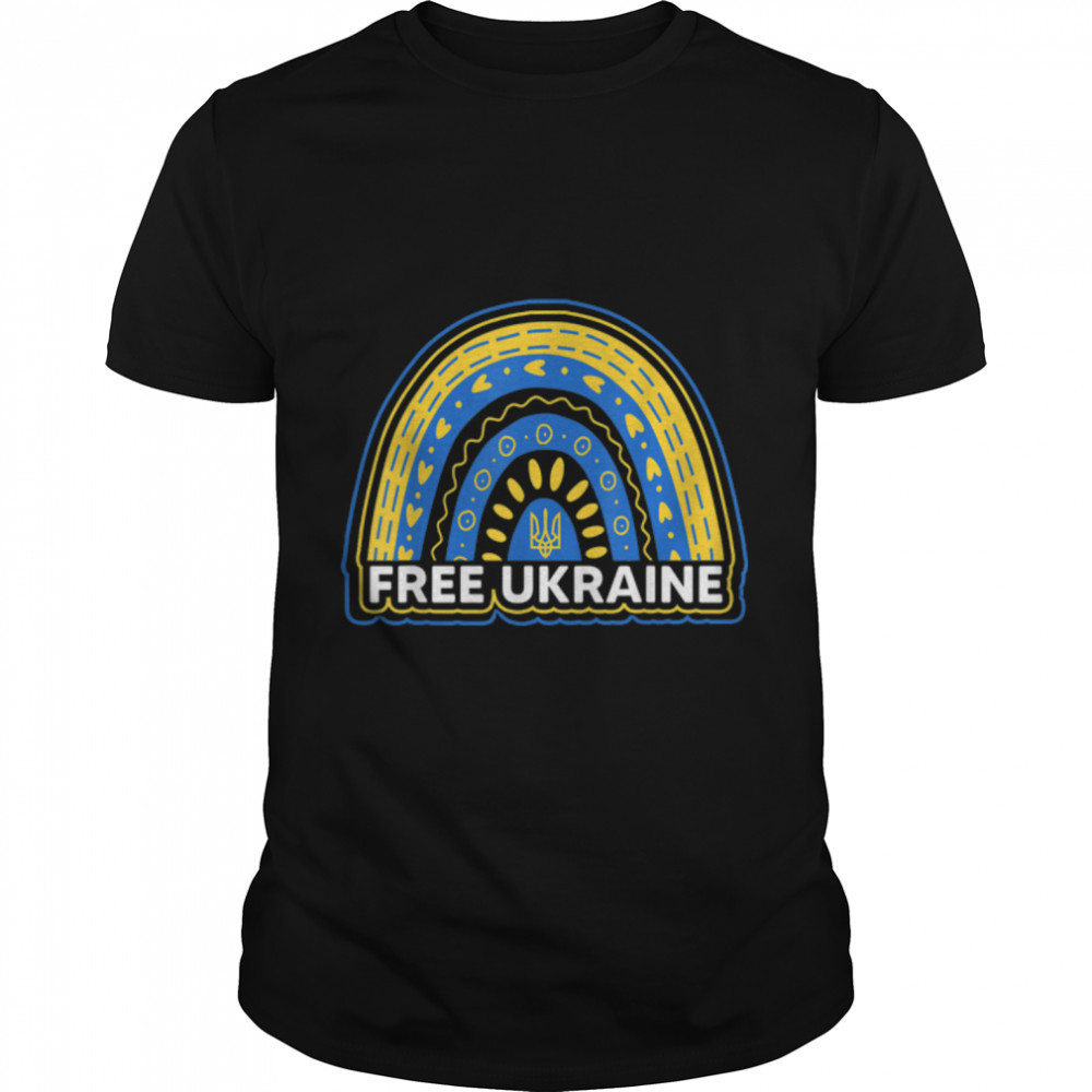 Free Ukraine Ukrainian Rainbow Flag Men Women Gift T-Shirt B09VYT139Q