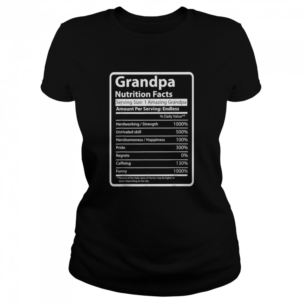 Grandpa Nutrition Facts Father’s Day for Grandpa  Classic Women's T-shirt