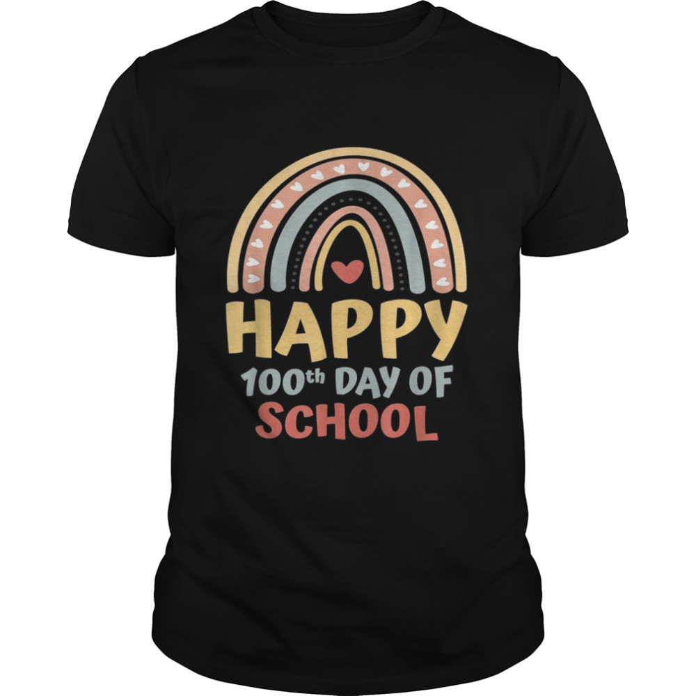 Happy 100th Day 100 Days of School Boho Rainbow Students Shirt