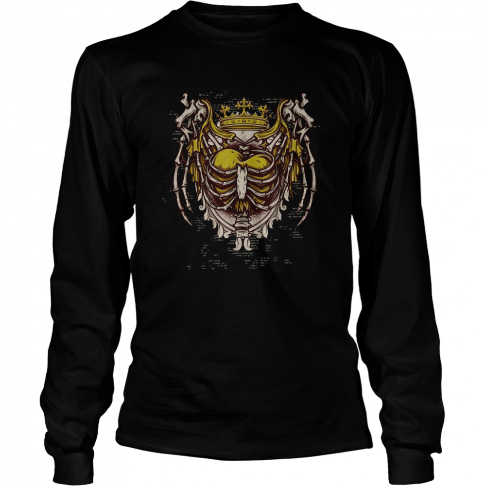 Heart with a Crown trapped in a Rib Cage Long Sleeved T-shirt