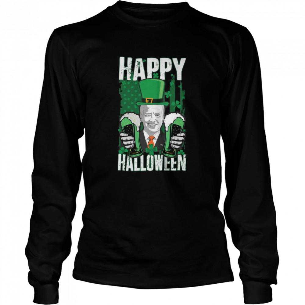 Irish Leprechaun Biden Happy Halloween Long Sleeved T-shirt