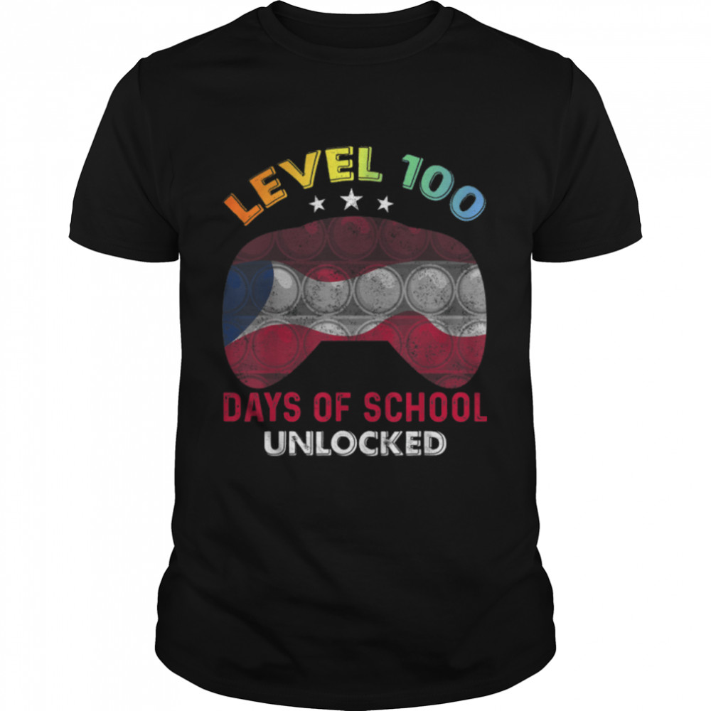 Level 100 Days of School Unlocked Funny Pop It Gamers T-Shirt B09VYV7SM7