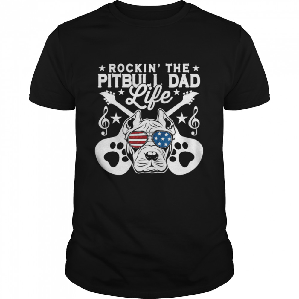 Rockin The Pitbull Dad Life Classic Men's T-shirt