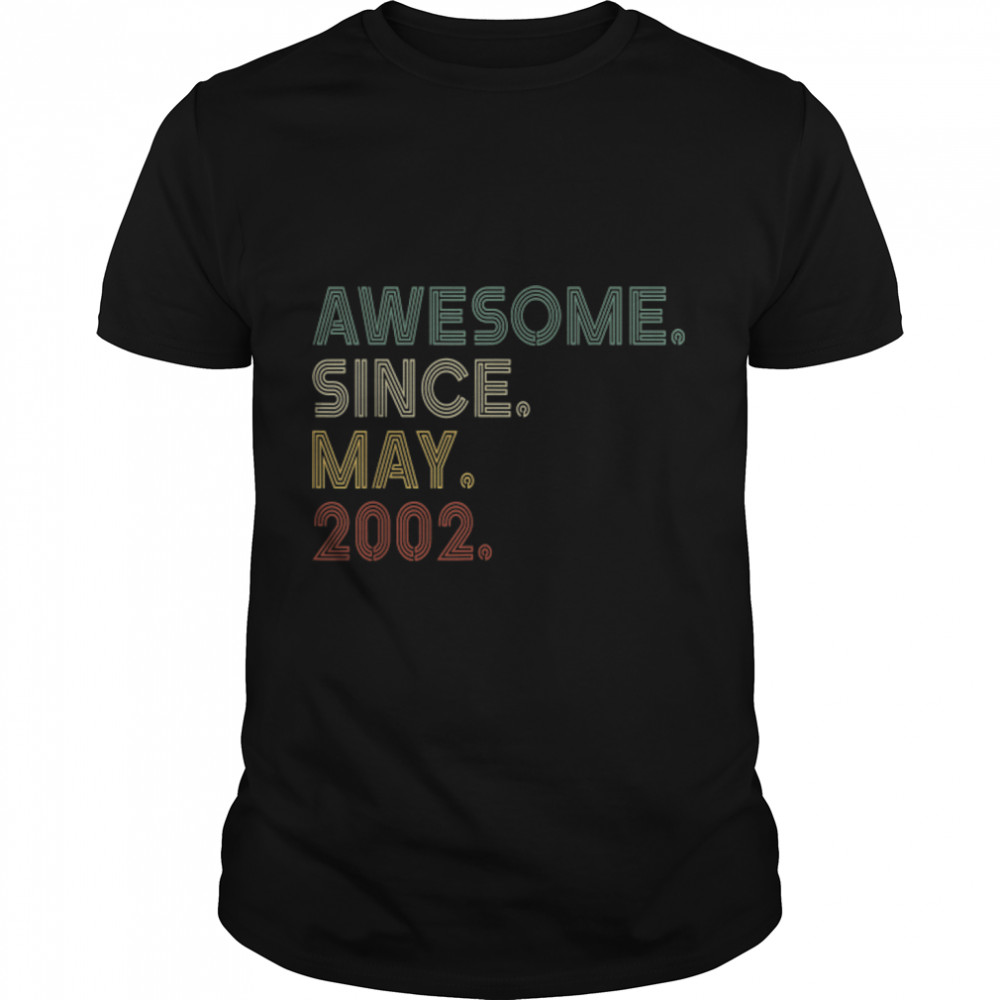 Vintage 20th Birthday Awesome Since May 2002 20 Years Old T- B09VZ219MC Classic Men's T-shirt