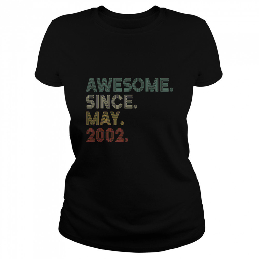 Vintage 20th Birthday Awesome Since May 2002 20 Years Old T- B09VZ219MC Classic Women's T-shirt