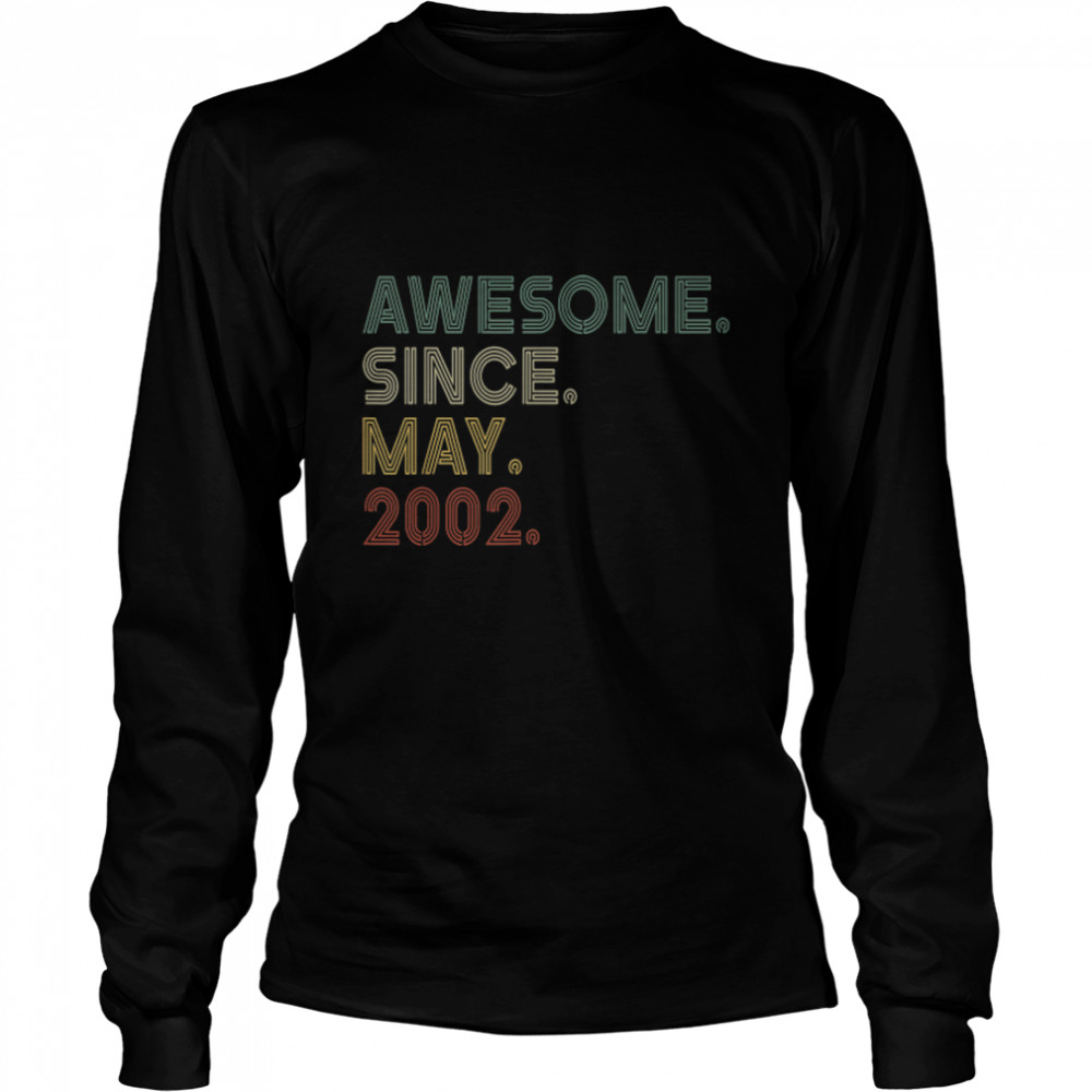 Vintage 20th Birthday Awesome Since May 2002 20 Years Old T- B09VZ219MC Long Sleeved T-shirt