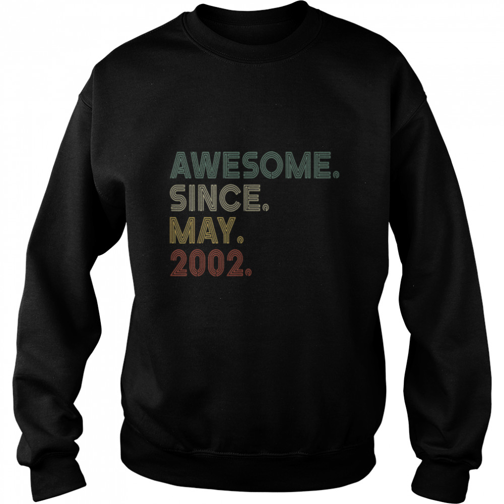 Vintage 20th Birthday Awesome Since May 2002 20 Years Old T- B09VZ219MC Unisex Sweatshirt