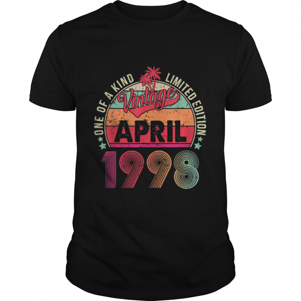 Vintage 24Th Birthday Awesome Since April 1998 T-Shirt B09Vz3G16L