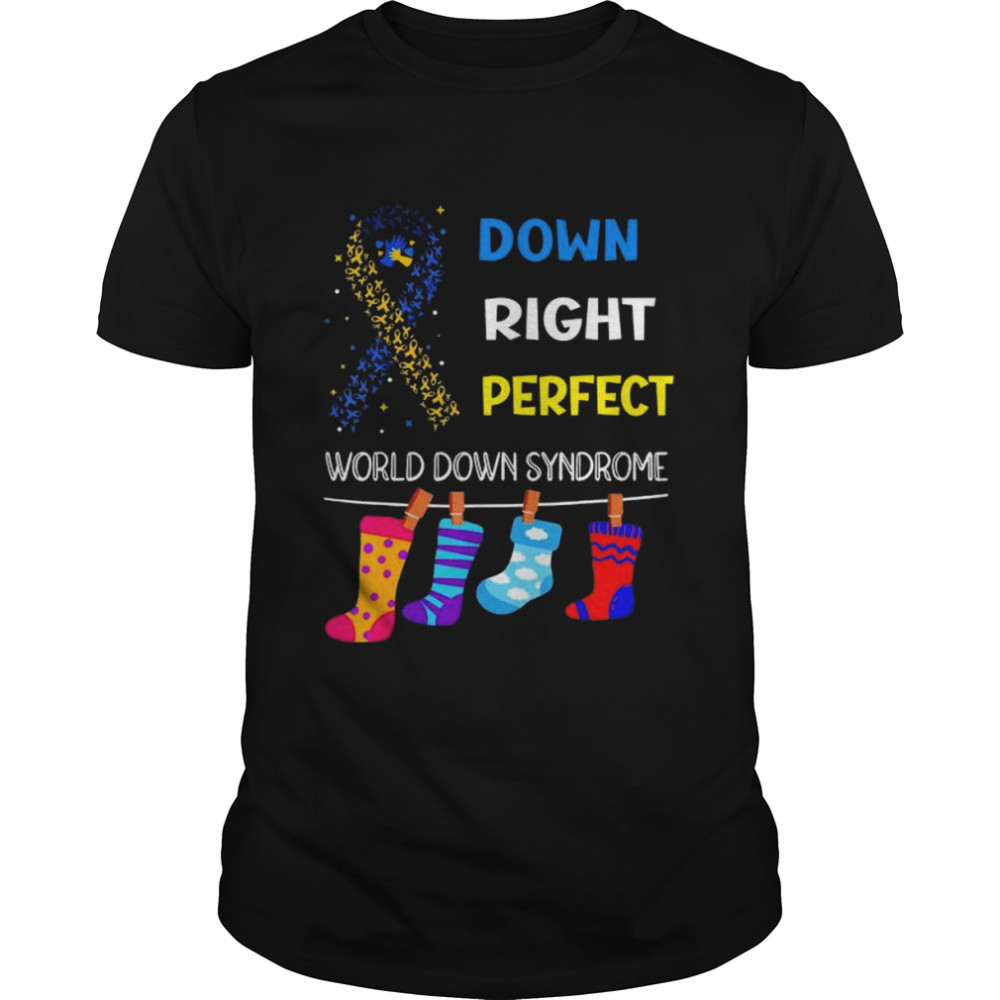 World Down Syndrome Support Kids Yell Ribbon Blue T-Shirt