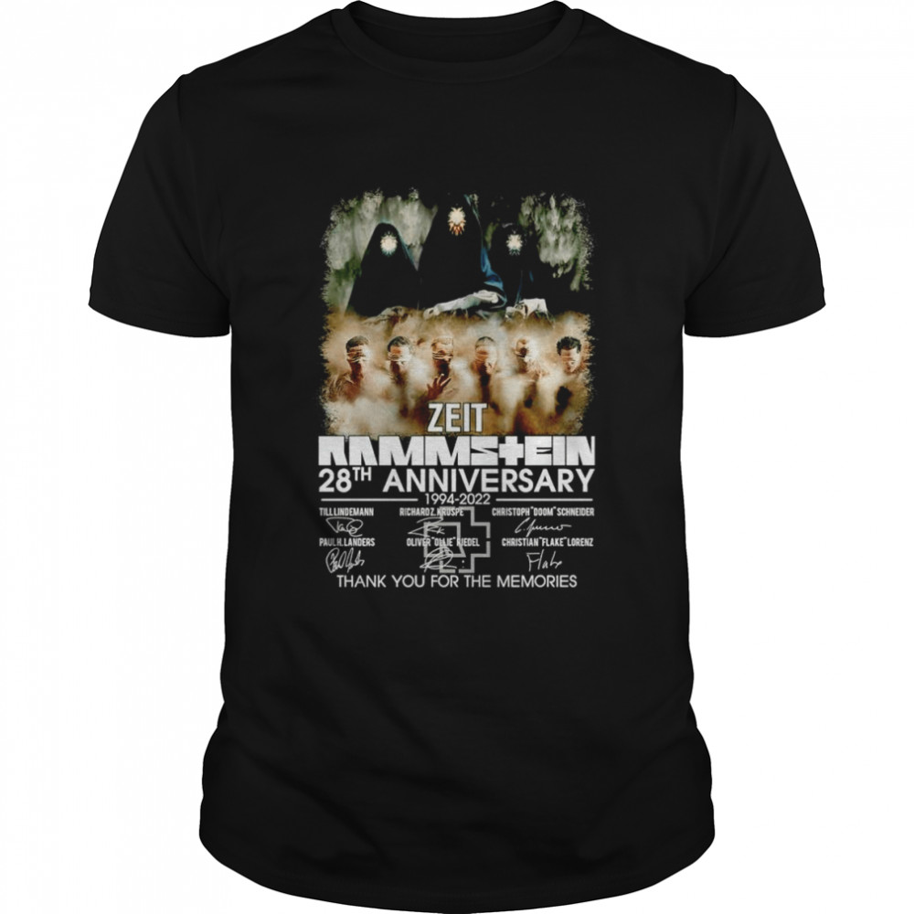 Zeit Rammstein 28th anniversary 1994 2022 signatures thank you for the memories shirt