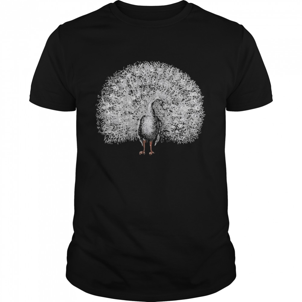 Peacock Printed Cotton Black Shirt