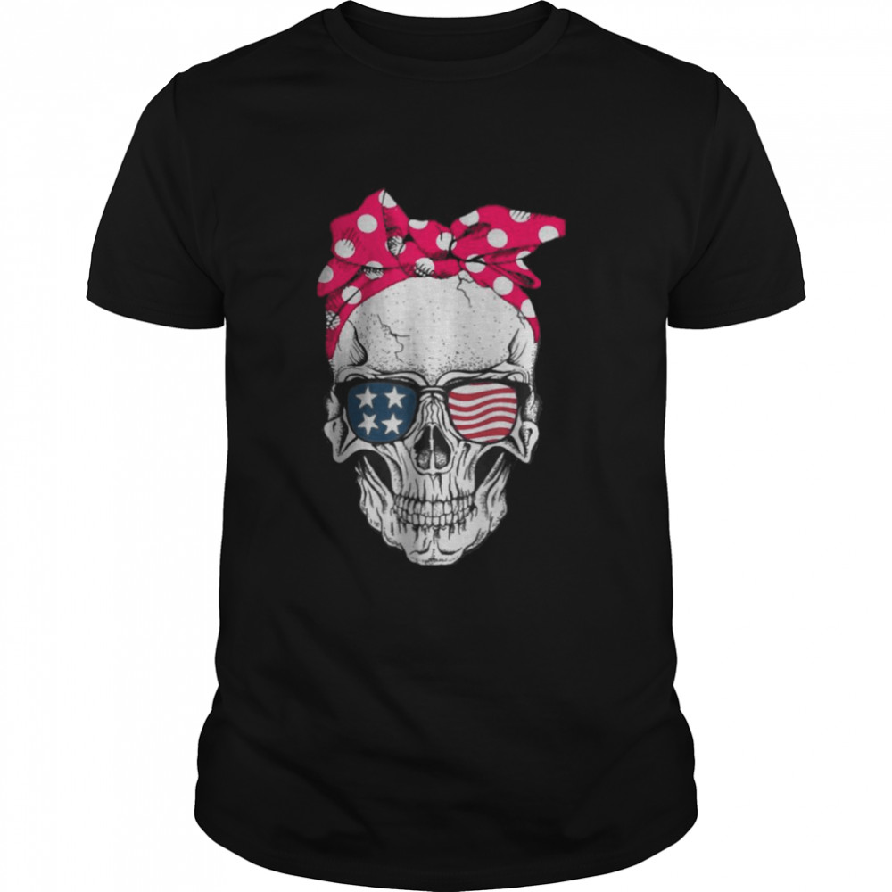 Skull american flag sunglasses independence day T-Shirt