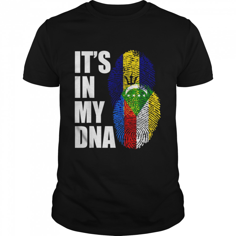 Comorian And Barbadian Mix Dna Flag Heritage Shirt