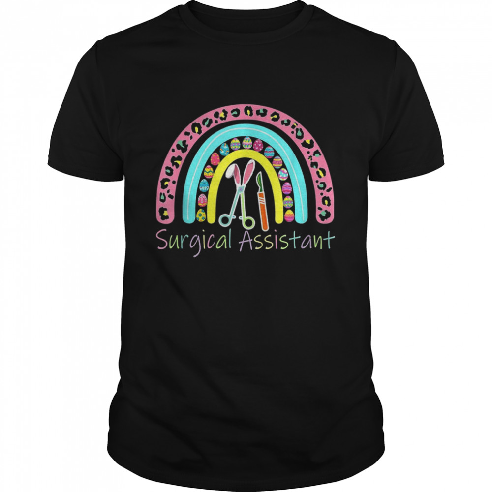 Cute Leopard Rainbow Surgical Assistant Easter Day Shirt