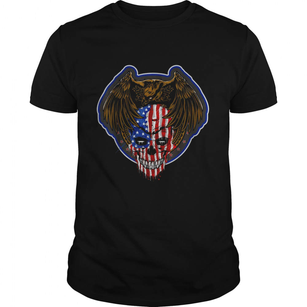 Eagle with skull american flag fourth of july patriotic Shirt