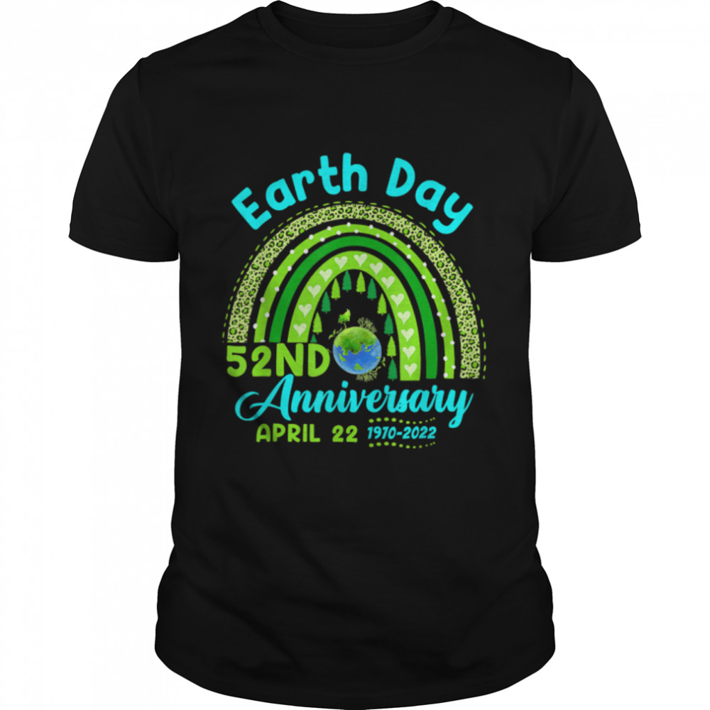 Earth Day 2022 52Nd Anniversary Leopard Rainbow Pine Tree T T-Shirt B09W5Mq6Lm