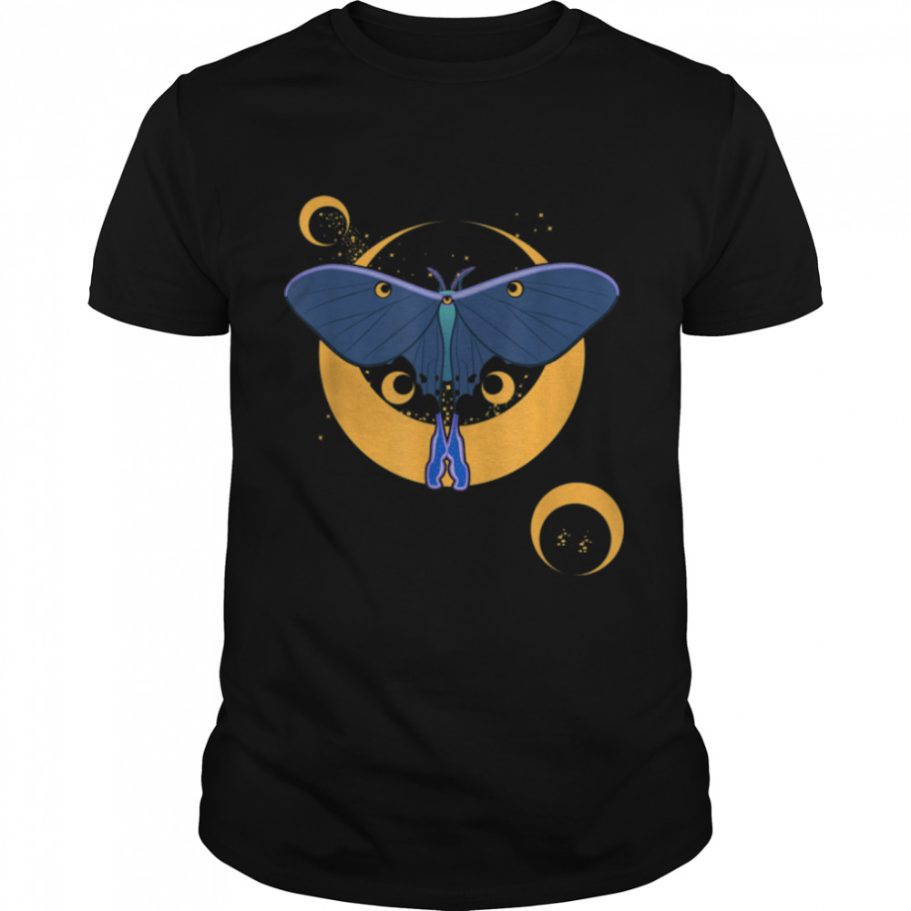 Goth Moth And Crescent Moon Creepy Elipse Luna Moth Insect T-Shirt B09W5LHTS8