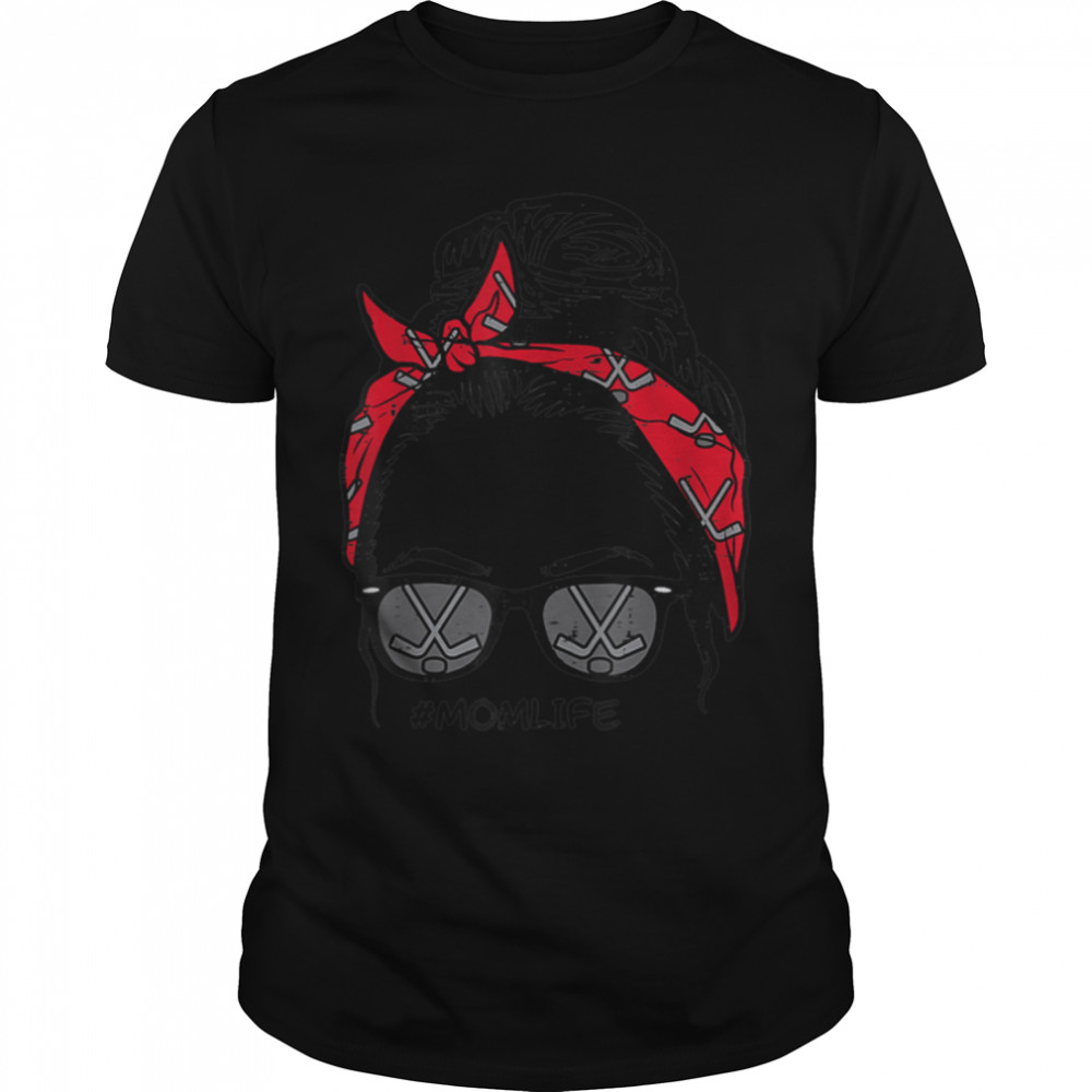 Ice Hockey Bandana Sunglasses Mom Life Mother Day Mama T-Shirt B09W5Ph22L