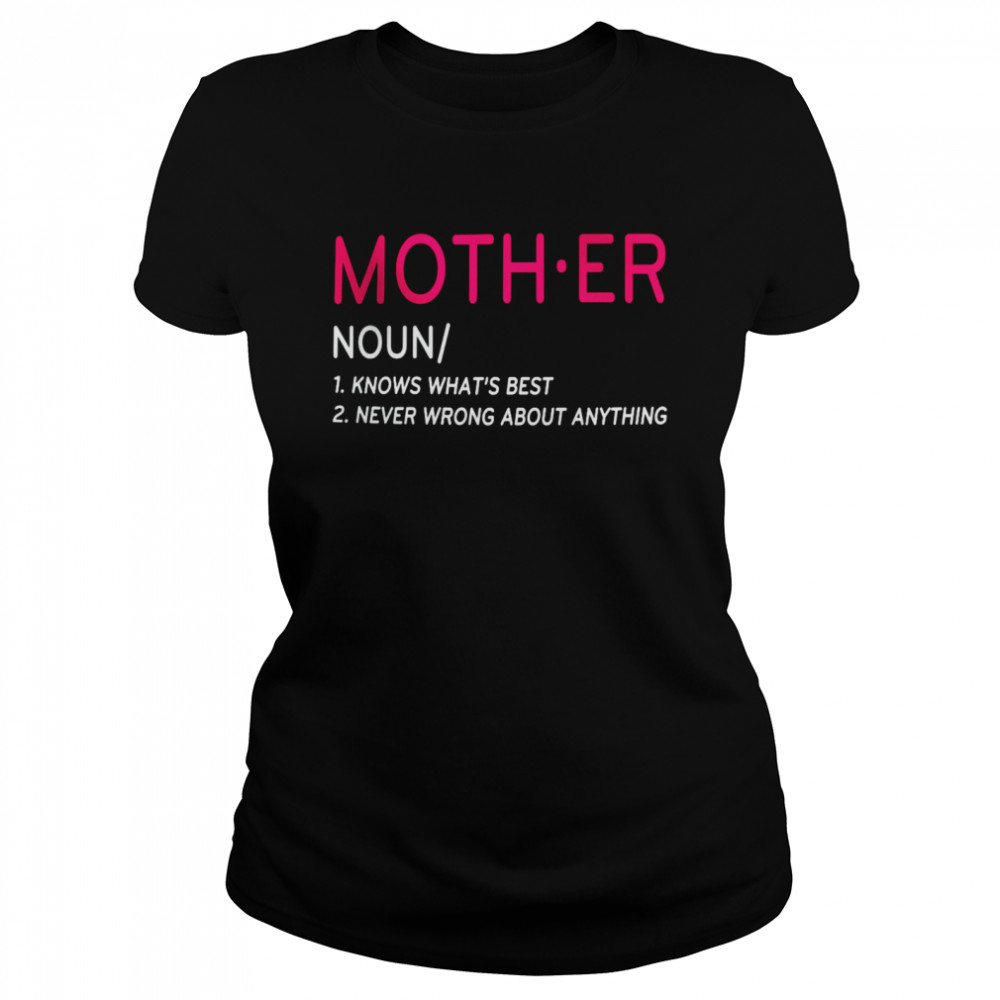 Mother Definition Mom Know Best Never Wrong Proud Mom Matching Family T- Classic Women's T-shirt