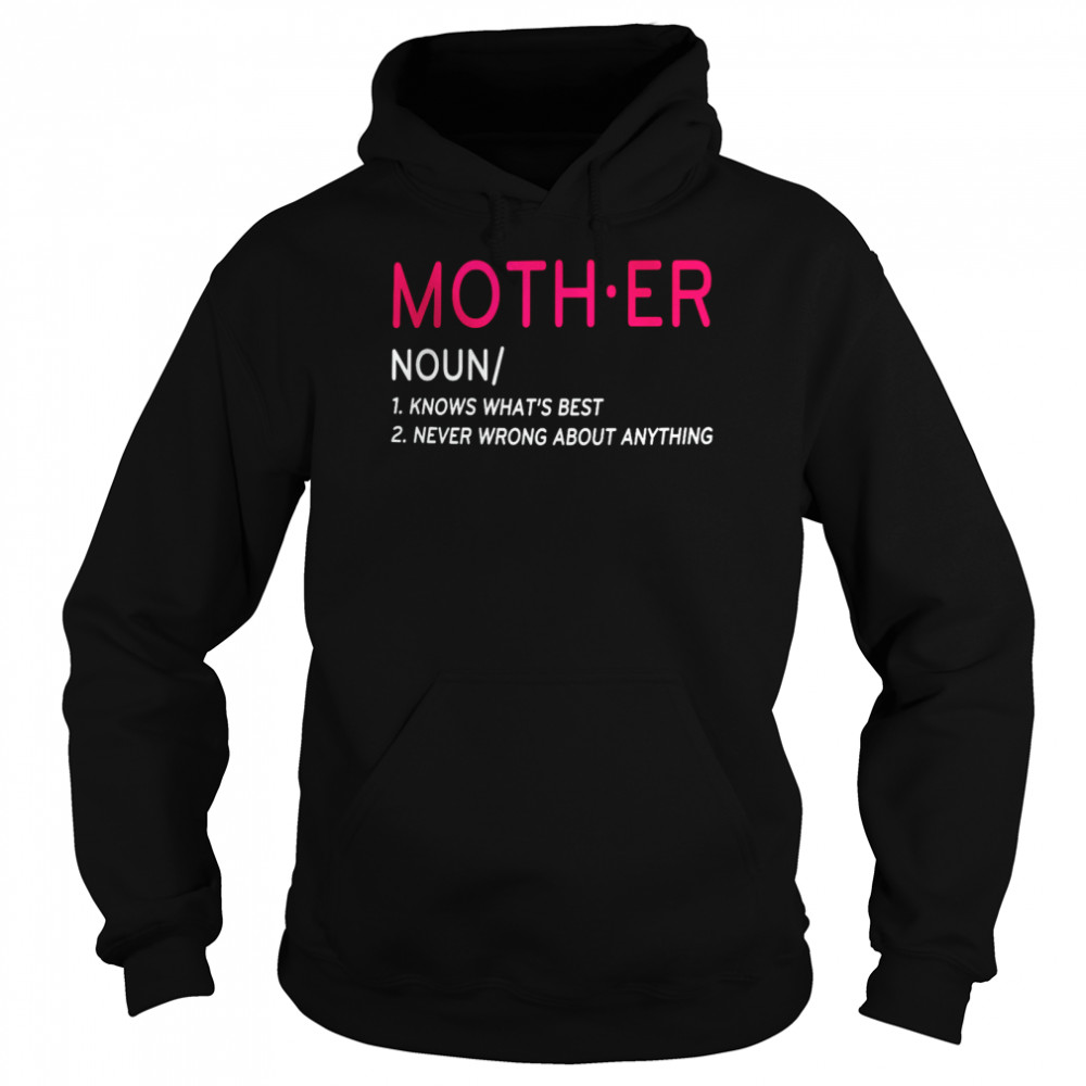 Mother Definition Mom Know Best Never Wrong Proud Mom Matching Family T- Unisex Hoodie