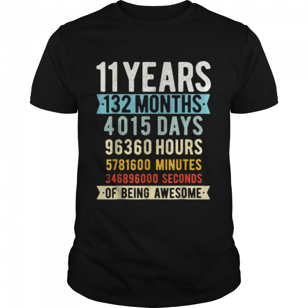 11Th Birthday 11 Years Old Vintage Retro 132 Months T-Shirt B09Vxktrsl