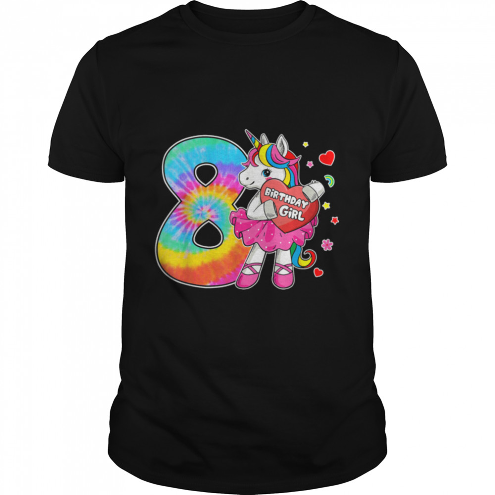 8Th Birthday Unicorn Gift For Girls Age 8 Tie Dye Mother Day T-Shirt B09W96Bwxh