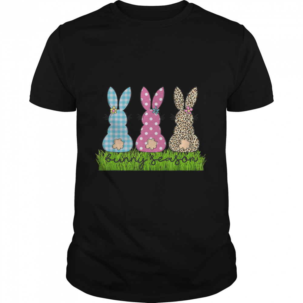 Bunny Season With Leopard Printed Easter Day T-Shirt B09W5Qtkyz