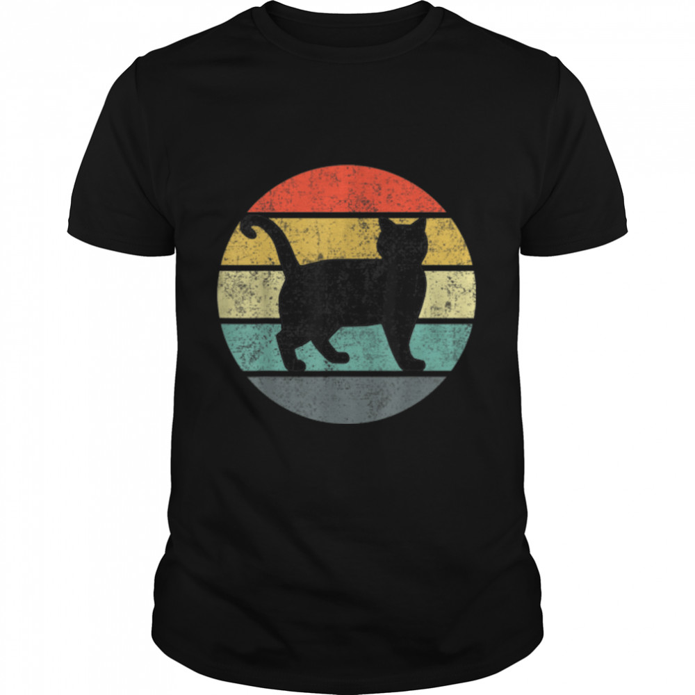 Cat With Vintage Sunset Background T-Shirt B09W8Wk646