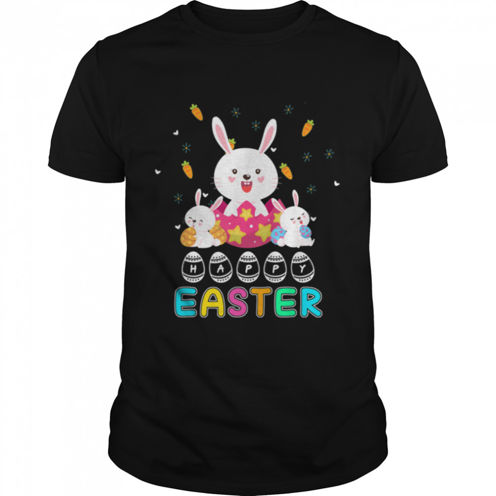 Cute Bunny Face Tie Dye Glasses Headband Happy Easter Day T-Shirt B09W64Wzh2